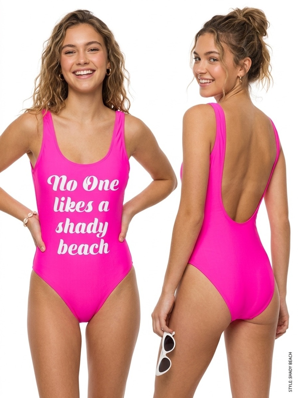No Boundaries Pink One Piece Swimsuit Scoop Neck High-Cut